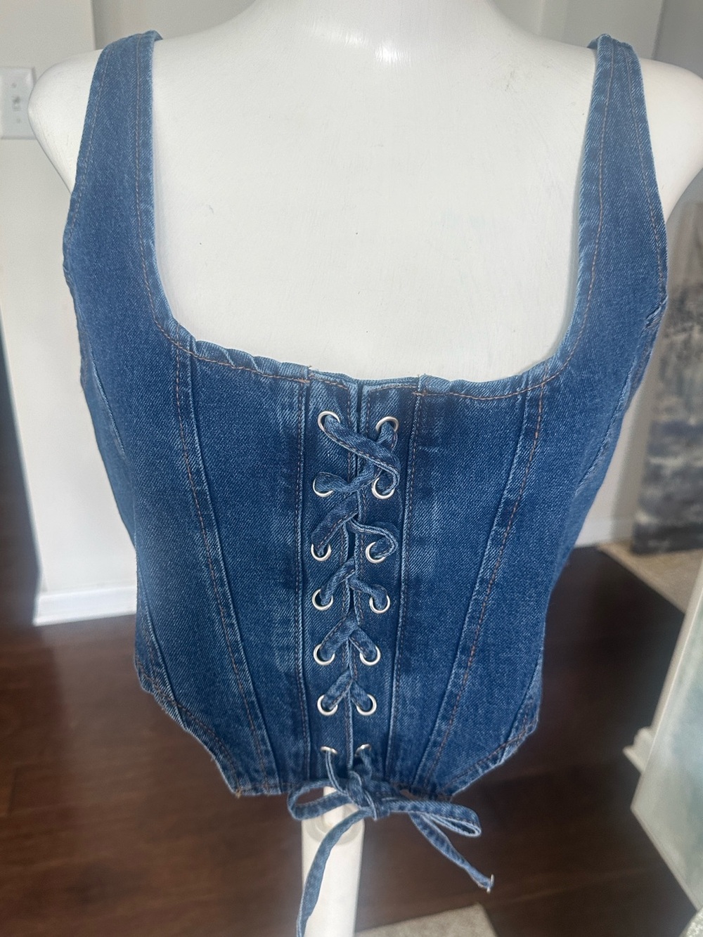 Lone Star Denim Western Corset Top L - Picture 1 of 4